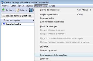 Configurar cuenta thunderbird